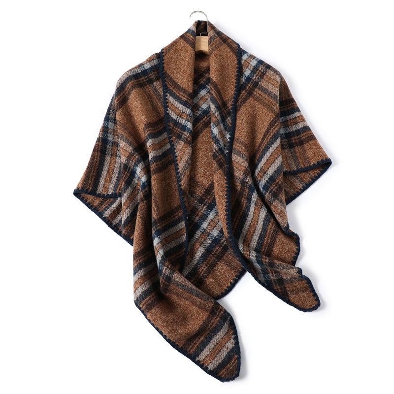 New imitation cashmere plaid scarf long triangle scarf autumn and winter warm girdle women thickened popular shawl