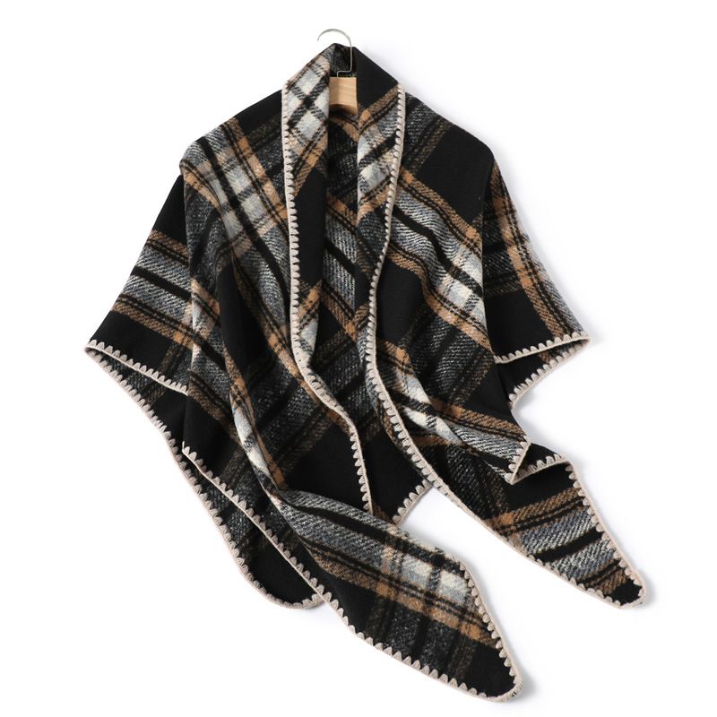 New imitation cashmere plaid scarf long triangle scarf autumn and winter warm girdle women thickened popular shawl