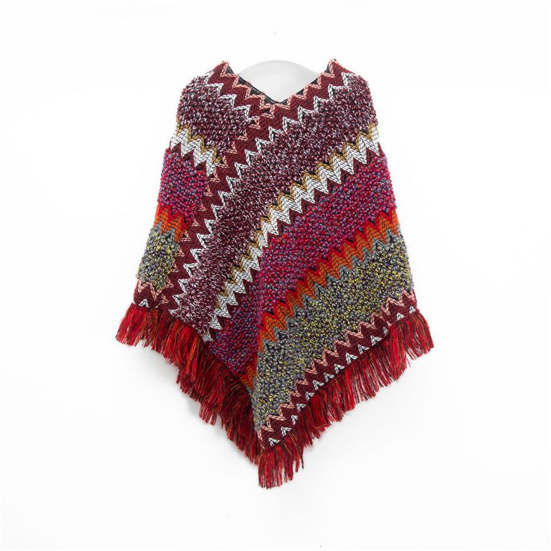 Spring and winter new Christmas women's red retro ethnic style travel pullover cape cape