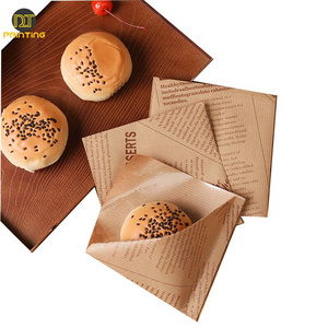 Double Open paper bag Wide Opening Square Pe Film Oil Proof Donut Hot dog Hamburger Sandwich Packaging bags