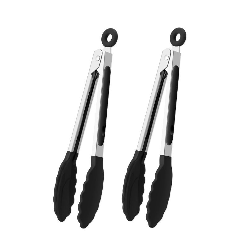 Durable Stainless Steel Kitchen Utensils BBQ Food Bread Tongs