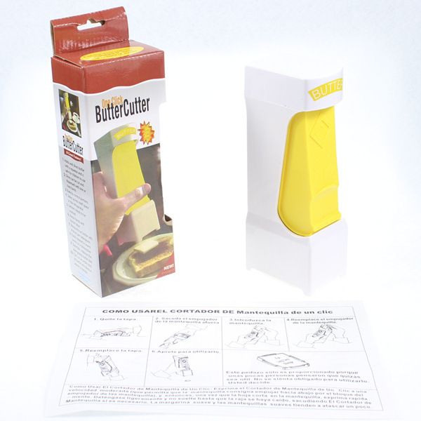 Yellow And White One Click Stick Benefits Butter Cutter Cheese Dispenser Divider