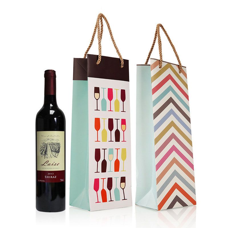 Popular Design Color CMYK Wine Bottle Square Bottom packaging bag