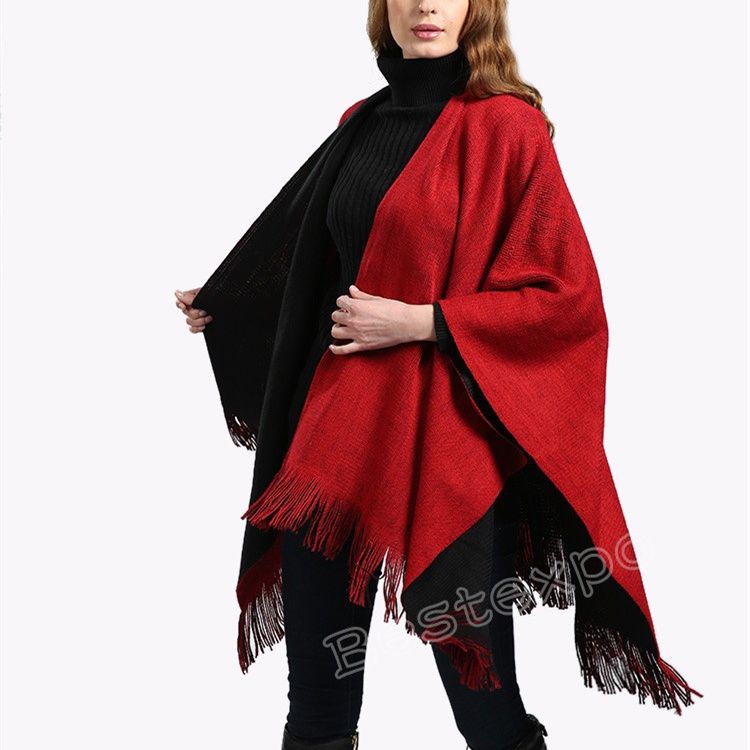 Double-sided cape European and American fashion new split cape double-sided dress