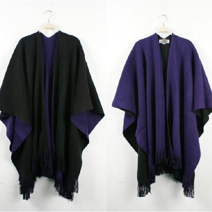 Double-sided cape European and American fashion new split cape double-sided dress