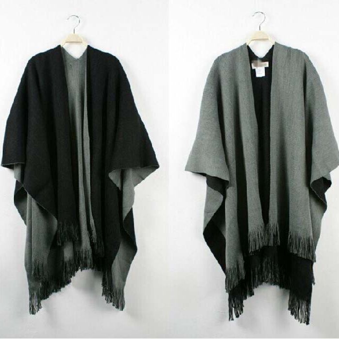 Double-sided cape European and American fashion new split cape double-sided dress