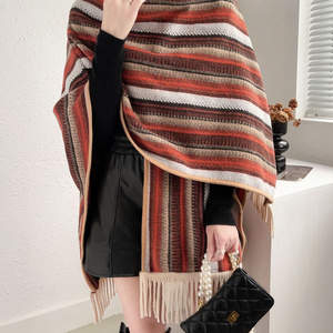 Ethnic style shawls Travel wear a hooded cape coat Spring scarf women Yunnan outside with a thick blanket cape