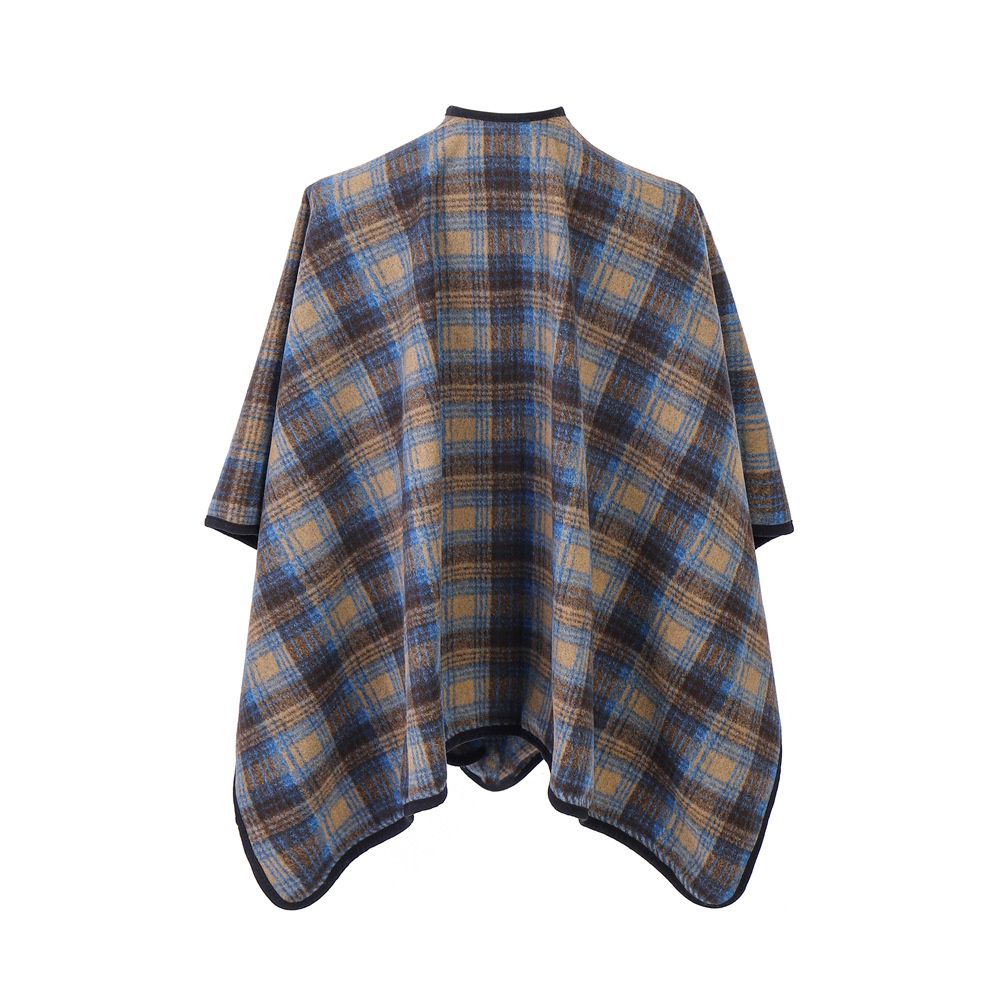 Autumn winter 2024 new blue plaid cape classic everything temperament large cape