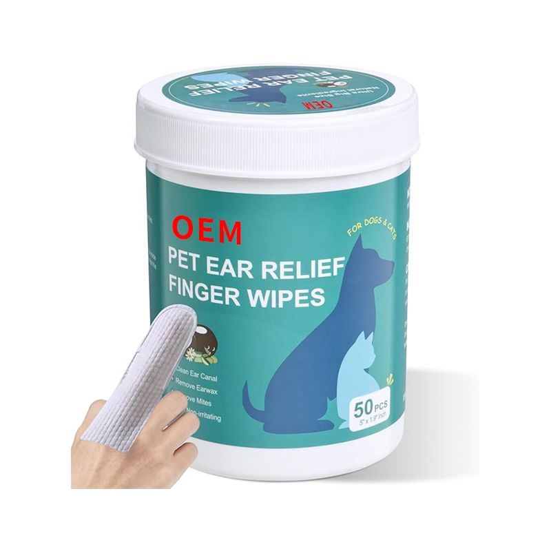 OEM pet ear relief finger wipes 50pcs