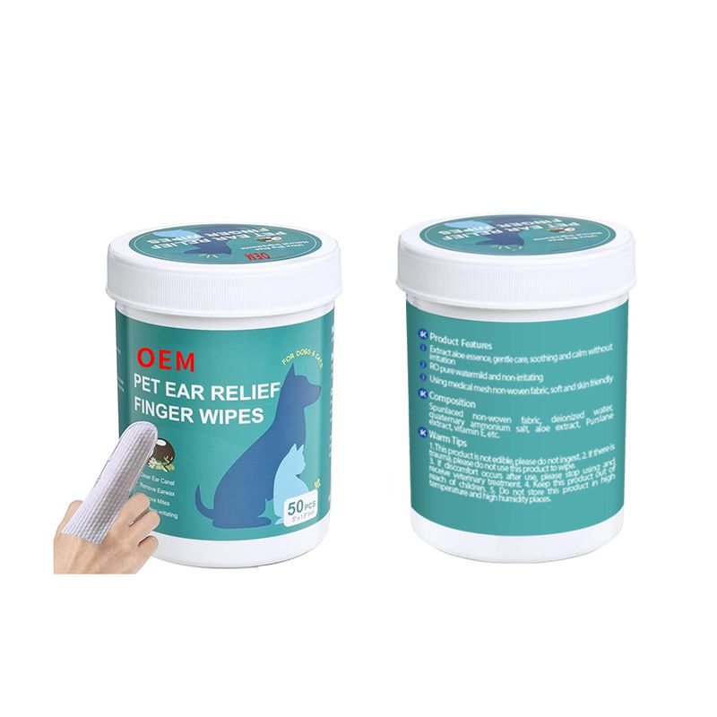 OEM pet ear relief finger wipes 50pcs