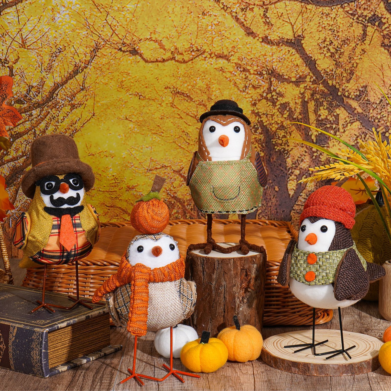 Customized Thanksgiving Pumpkin Birds Collections Autumn Thanksgiving Table Decorations Centerpieces Decor