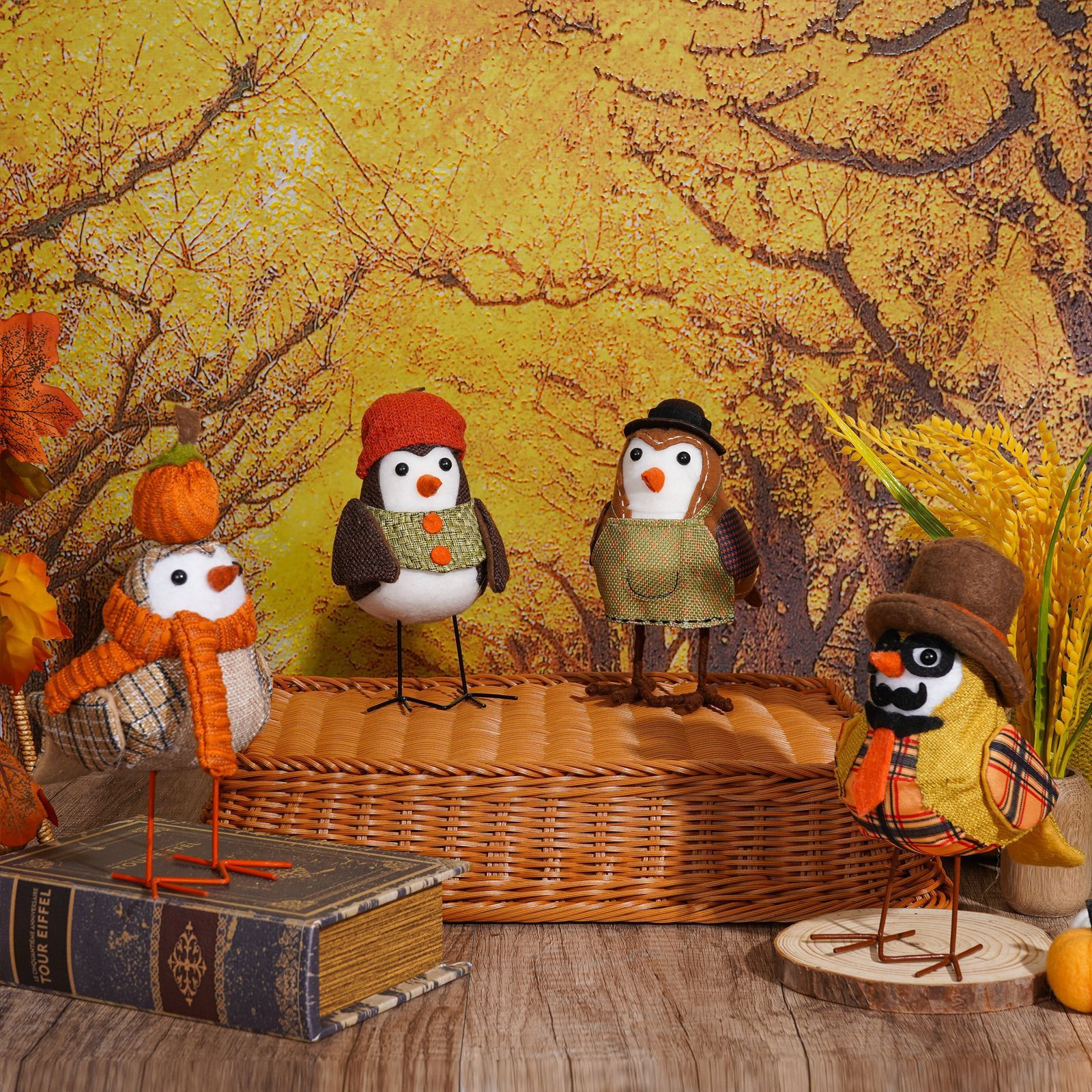 Customized Thanksgiving Pumpkin Birds Collections Autumn Thanksgiving Table Decorations Centerpieces Decor