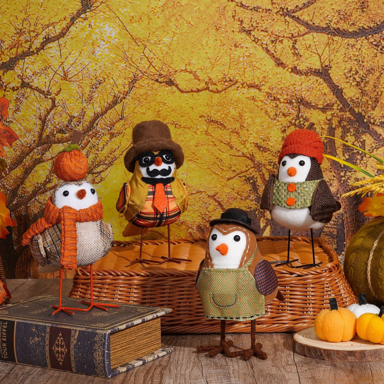 Customized Thanksgiving Pumpkin Birds Collections Autumn Thanksgiving Table Decorations Centerpieces Decor