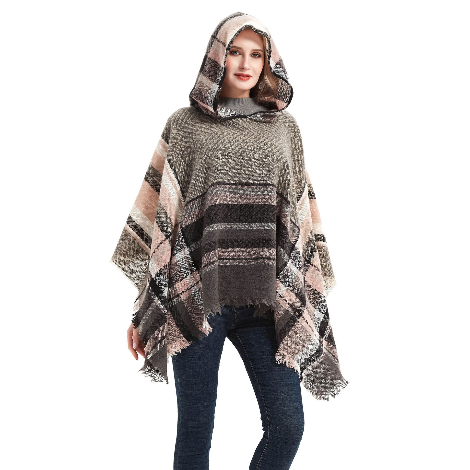 Spring and winter new women's twill cape Classic hooded cape cape