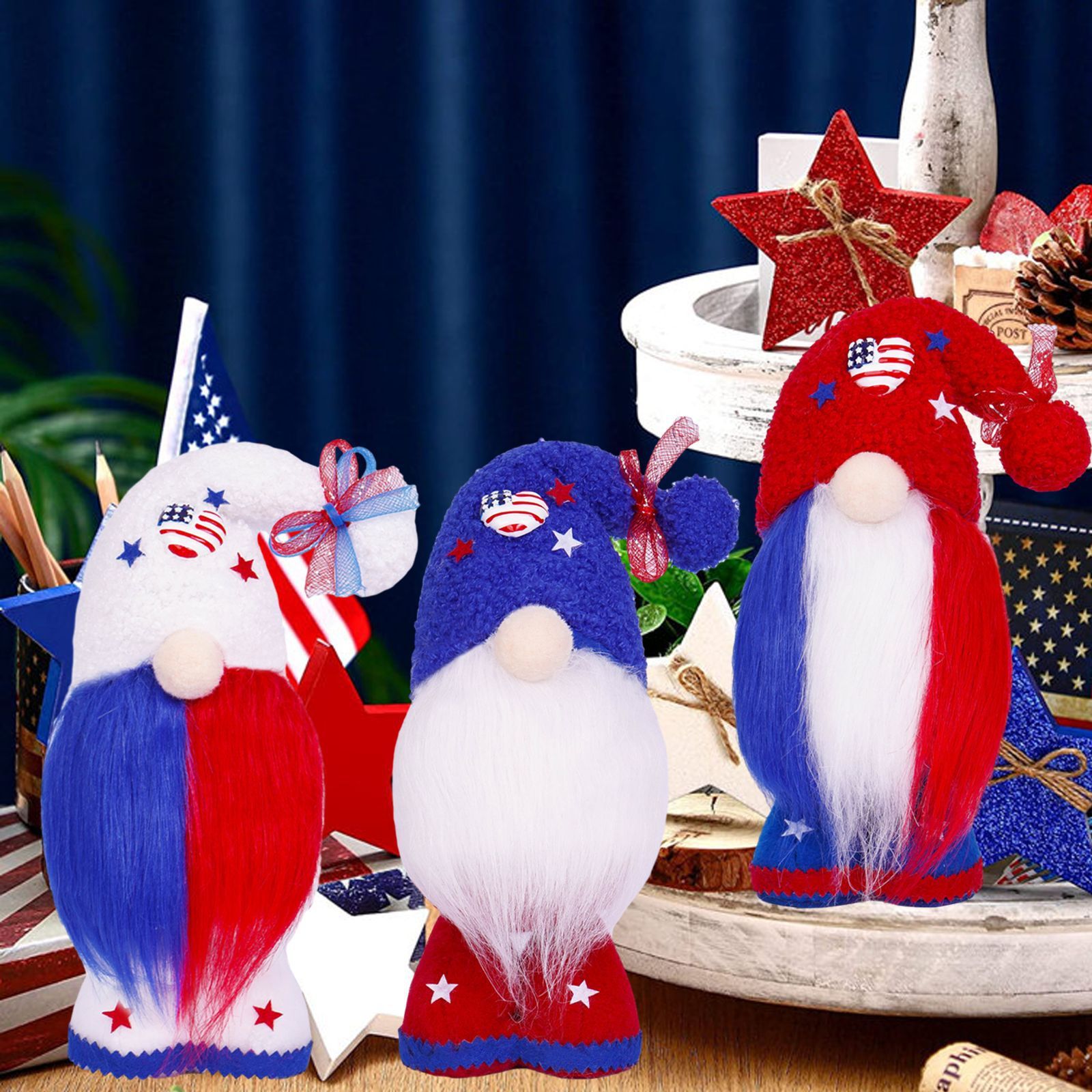 Hot Cute Christmas Faceless Doll Ornament For American Independence Day Party Decoration