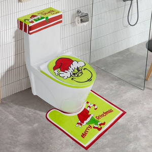 Cross Border Independent Station Christmas Greenwich Toilet Cushion Foot Decoration Toilet Cushion Set Grinch