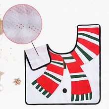 Xmas Indoor Decor Toilet Seat Tank Cover Toilet Paper Box and Santa Towel Christmas Theme Decoration Set