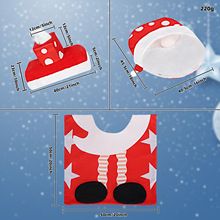 Xmas Indoor Decor Toilet Seat Cover Tank Cover Toilet Paper Box Cover and Santa Towel Christmas Theme Decoration Set