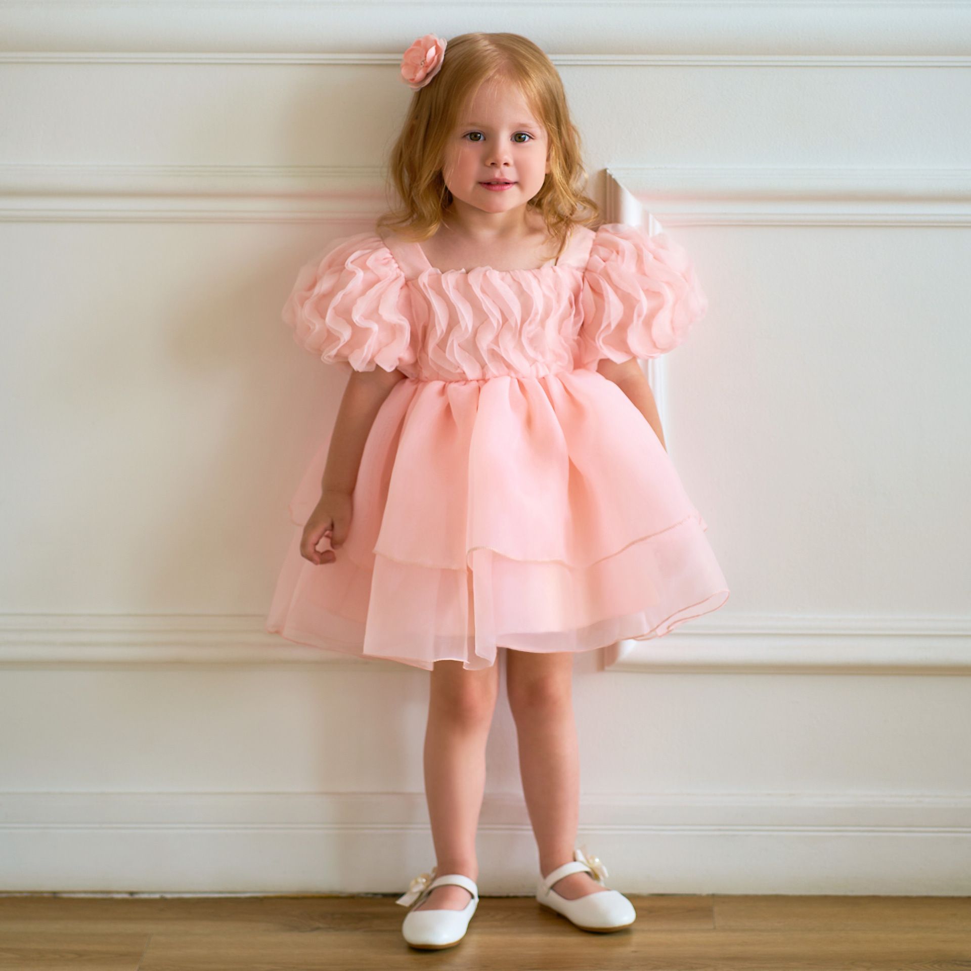 Adorable Princess Dress for Girls with Puffy Skirt with Bubble Sleeves and Soft Tulle and Layered Tulle Skirt Perfect for Birt