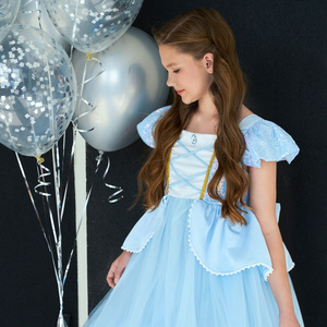 Kids Princess Dress for Girls with Puffy Sleeves and Tulle Skirt Tulle Ball Gown,Perfect for Cosplay, Parties & Performances