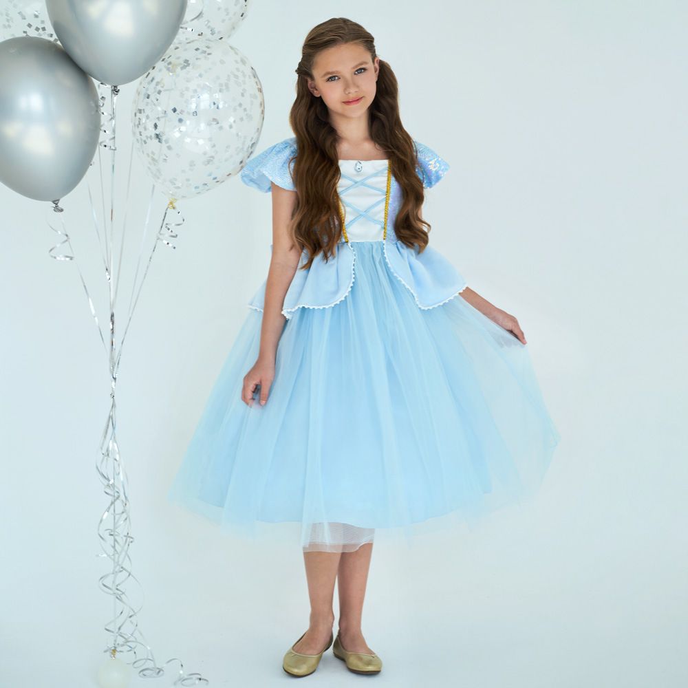 Kids Princess Dress for Girls with Puffy Sleeves and Tulle Skirt Tulle Ball Gown,Perfect for Cosplay, Parties & Performances