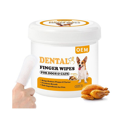 OEM pet dental finger wipes for dogs&cats 50pcs