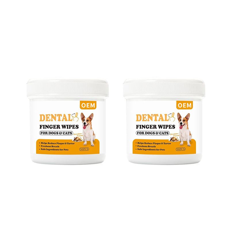 OEM pet dental finger wipes for dogs&cats 50pcs