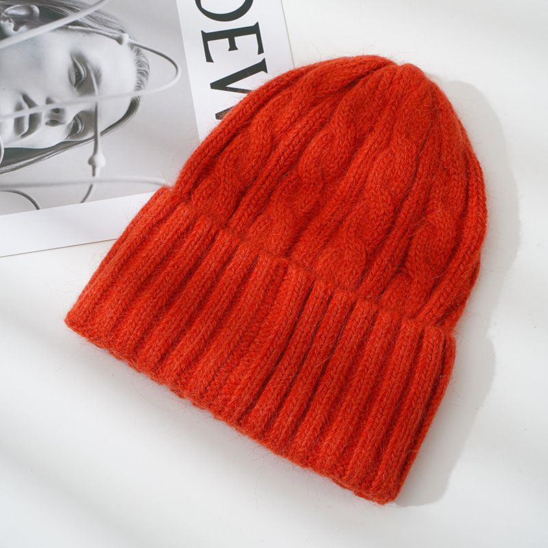 Autumn and winter new soft and fluffy warm women's knitted hat casual all-match coarse hair twist rabbit hair hat