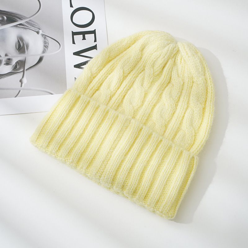 Autumn and winter new soft and fluffy warm women's knitted hat casual all-match coarse hair twist rabbit hair hat