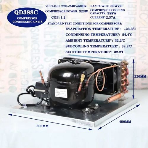 QD388HC Compressor condensing units 220V R134a LBP compressor and condenser for refrigerator fridge chest freezer