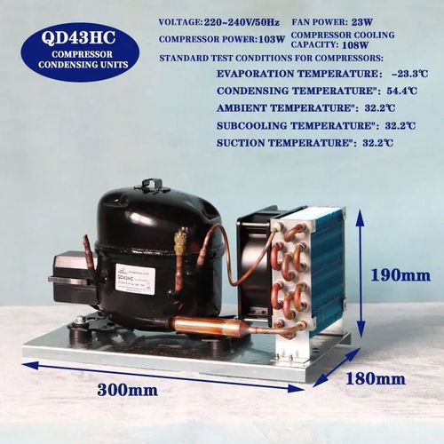 QD43HC Compressor condensing units 220V R134a LBP compressor and condenser for refrigerator fridge chest freezer