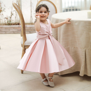 Elegant Princess Dress with Puffy Sleeves and Large Bowknot Perfect for Weddings, Performances, and Fashion Shows for Kids