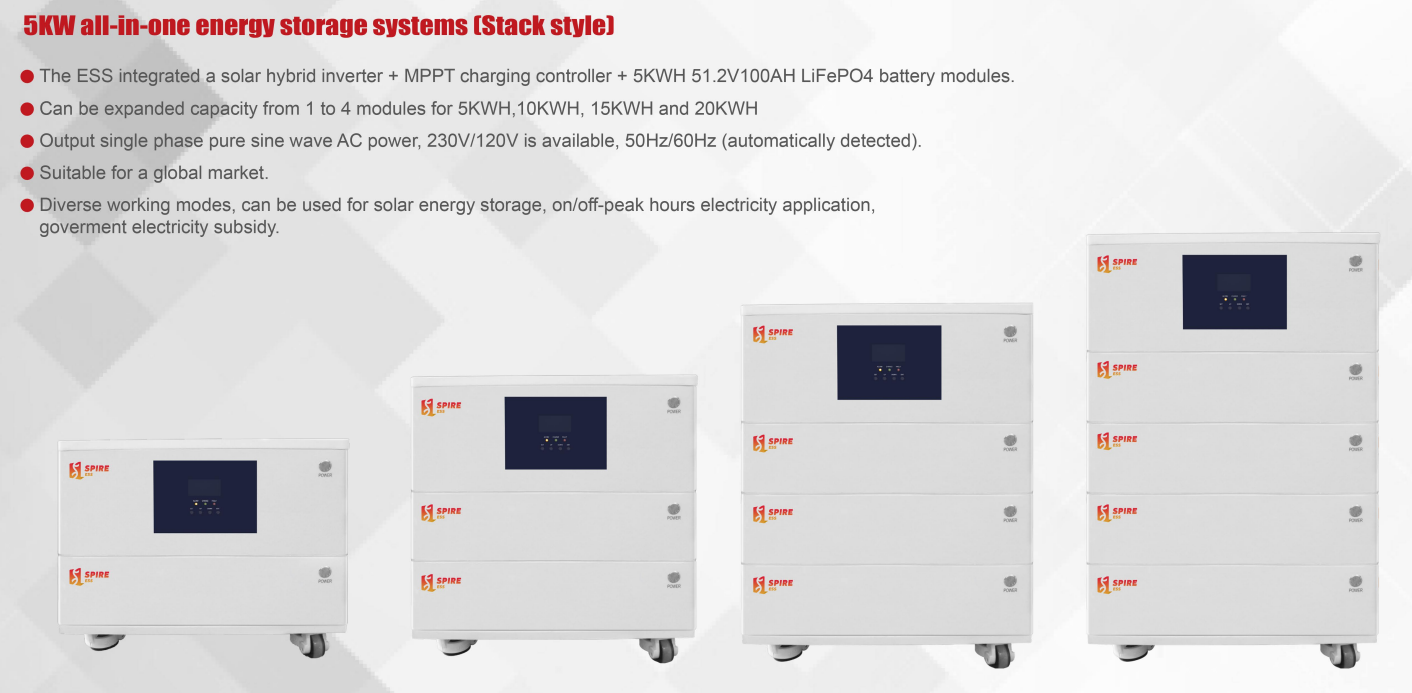 5KW All-in-one System Home Energy Storage System Solar Generater Renewable Energy Stackable System 5KWH-30KWH