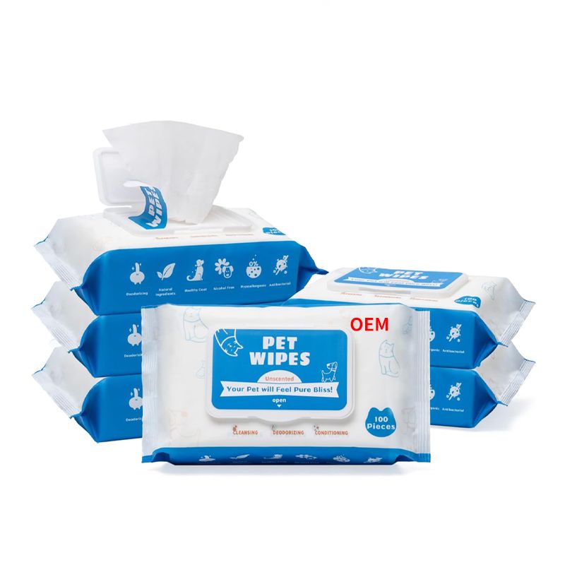 OEM pet wipes safe for all skin types 100pcs