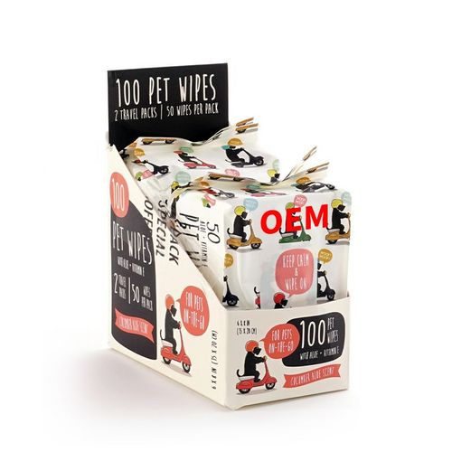 OEM pet cleaning wipes with aloe+vitamin 100pcs