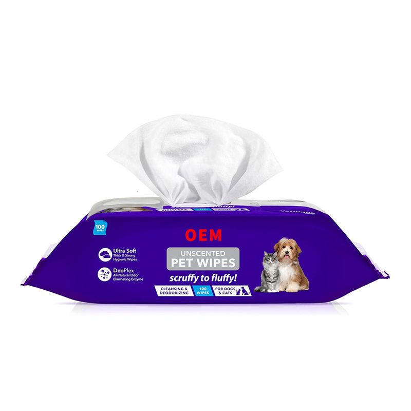 OEM unscented pet wipes cleansing&deodorizing 100pcs