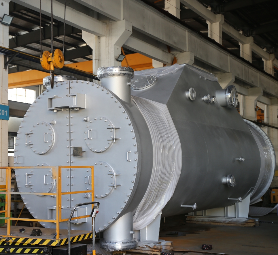 The condenser for steam turbine exhaust steam condensation, circular or square shape