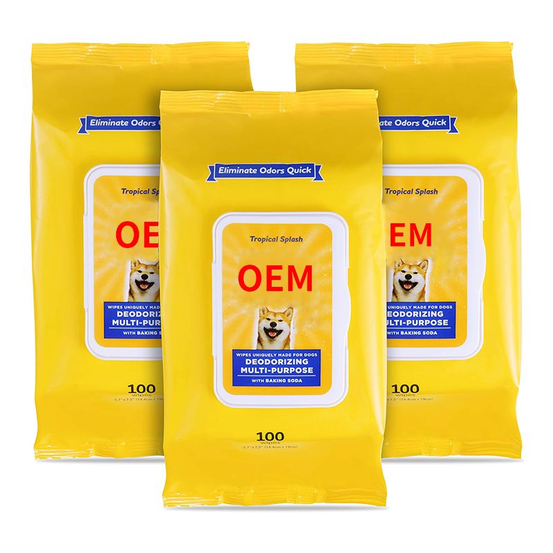 OEM deodorizing multi-purpose wipes for dogs 100pcs