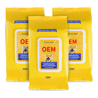 OEM deodorizing multi-purpose wipes for dogs 100pcs