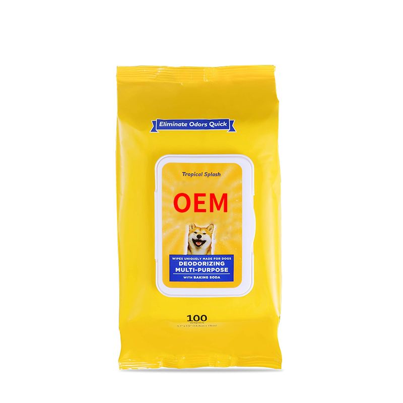 OEM deodorizing multi-purpose wipes for dogs 100pcs