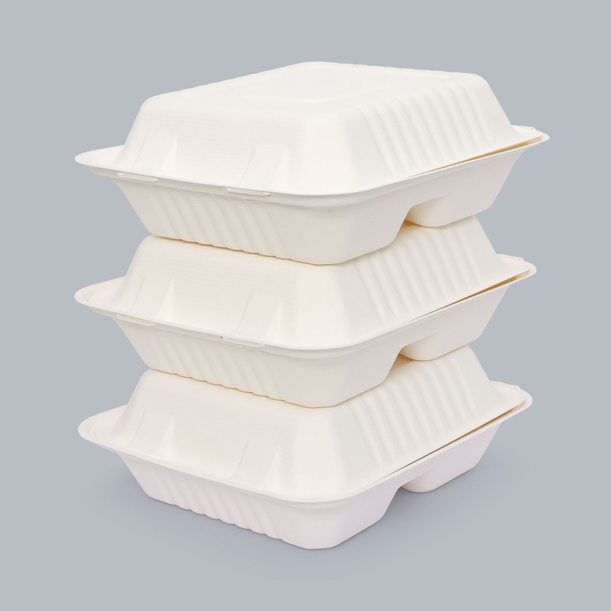 8×8 Inch Flip-top 3-compartment Container Disposable Tableware Meal Box Factory Price Wholesale Food Packaging