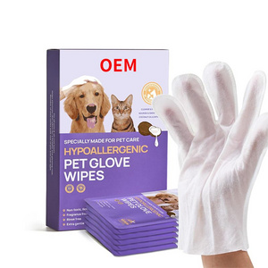 OEM hypoallergenic pet glove wipes specially made for pet care 8pcs