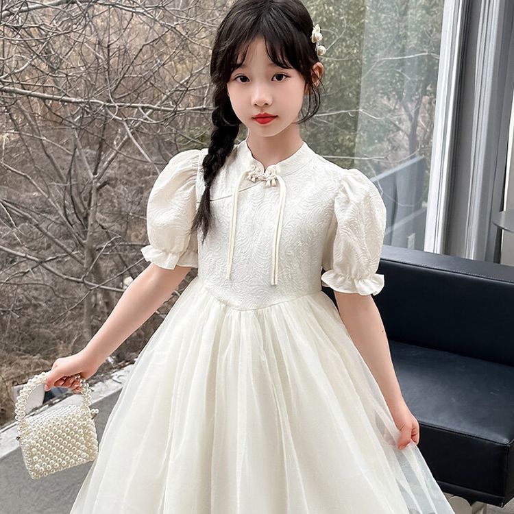 Summer Girls Sequin Floral Dress, High-Quality Kids Fashion Puff Dress, Perfect for Weddings and Birthday Parties, Wholesale Cus