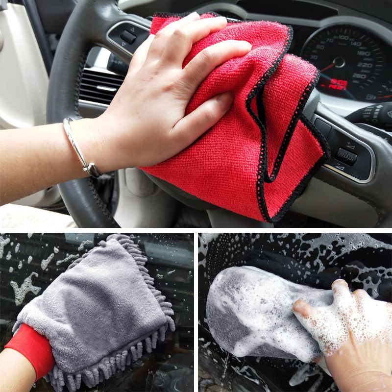 Dual Sided Car Wash Mitts Chenille Sponge Double Sided Dirt Washing Foam Tool