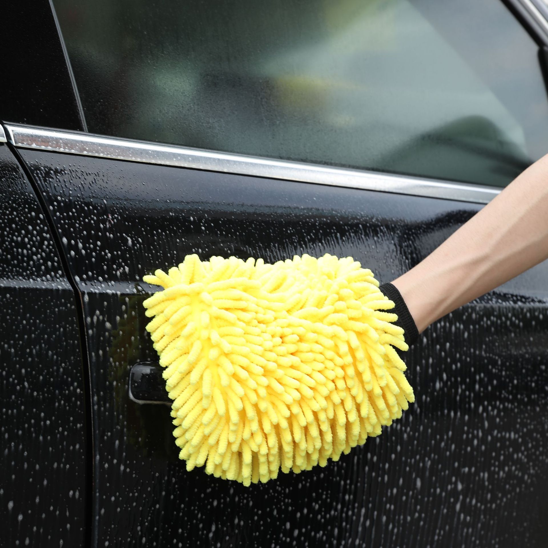 Dual Sided Car Wash Mitts Chenille Sponge Double Sided Dirt Washing Foam Tool