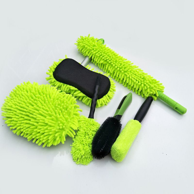 9 Piece Car Wash Mitts Window Scraper Brush Towel Waxing Sponge Set