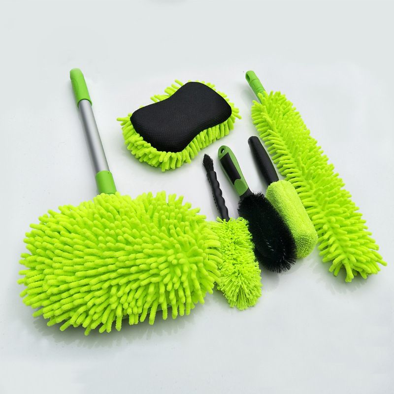 9 Piece Car Wash Mitts Window Scraper Brush Towel Waxing Sponge Set