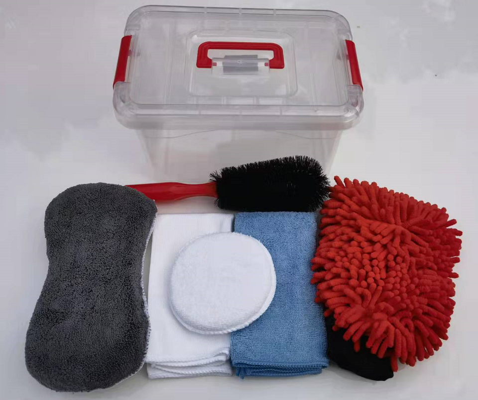 9 Piece Car Wash Mitts Window Scraper Brush Towel Waxing Sponge Set