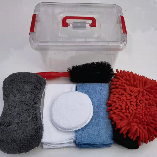 9 Piece Car Wash Mitts Window Scraper Brush Towel Waxing Sponge Set