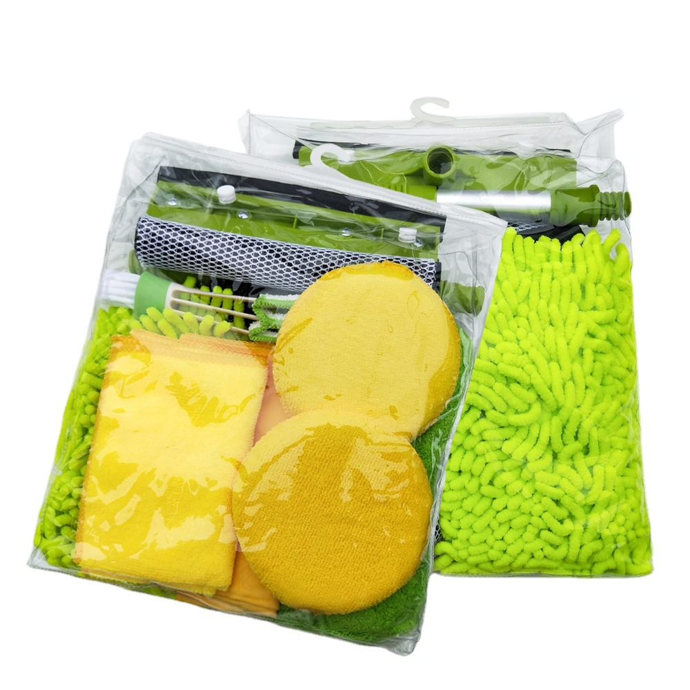 9 Piece Car Wash Mitts Window Scraper Brush Towel Waxing Sponge Set